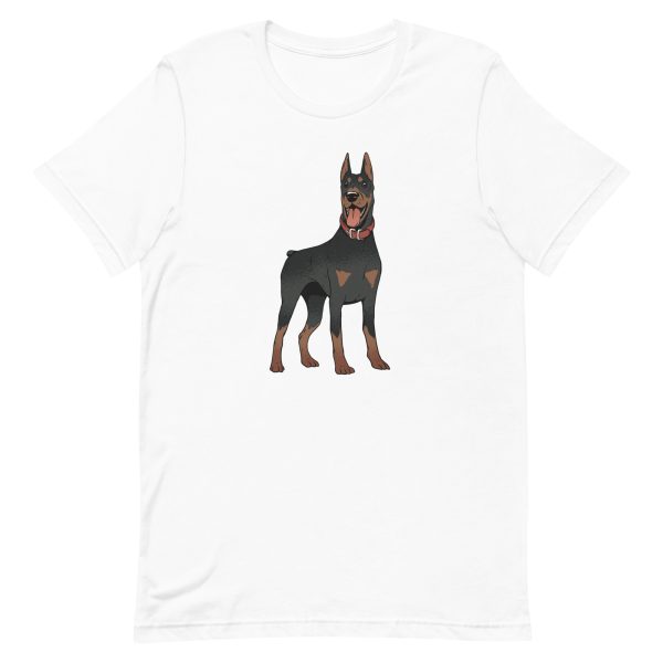 unisex-staple-t-shirt-white-front-6aa1cc5065363.jpg Doberman Dog T-Shirt