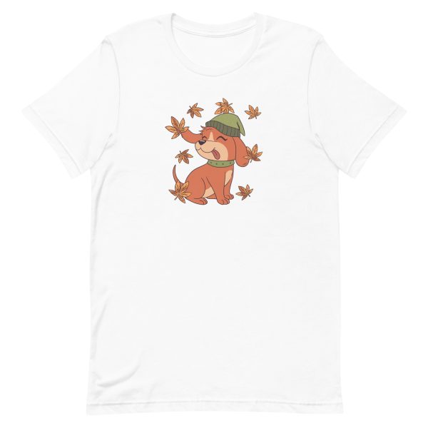 unisex-staple-t-shirt-white-front-6aa1cde055e63.jpg Fall Dog T-Shirt