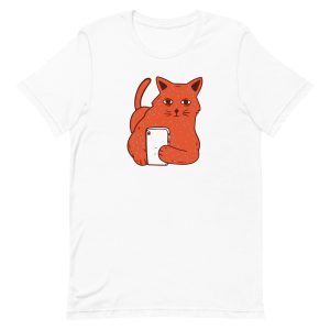 unisex-staple-t-shirt-white-front-6aa3ca1de0ecb.jpg Cat Selfie T-Shirt