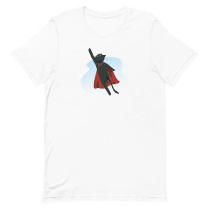 unisex-staple-t-shirt-white-front-6aa45fe44312f.jpg Superhero Cat T-Shirt