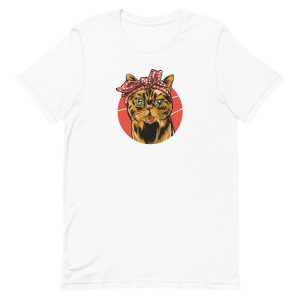unisex-staple-t-shirt-white-front-6aa4634e7a455.jpg Bandana Cat T-Shirt
