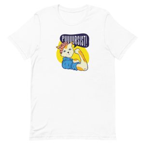 unisex-staple-t-shirt-white-front-6aa463967155f.jpg Pin Up Cat T-Shirt