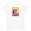 unisex-staple-t-shirt-white-front-6aa464b82566b.jpg Stylish Girl With Cat T-Shirt