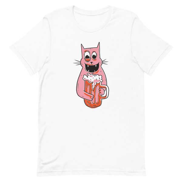 unisex-staple-t-shirt-white-front-6aa467357b008.jpg Drunk Cat T-Shirt