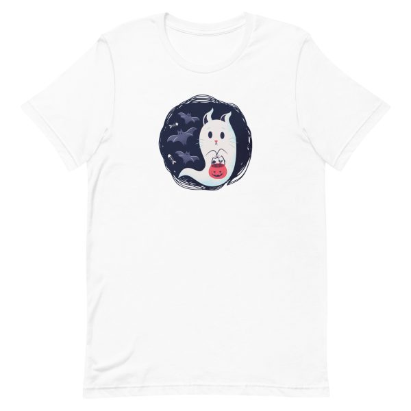 unisex-staple-t-shirt-white-front-6aa467bd9403d.jpg Ghost Cat T-Shirt