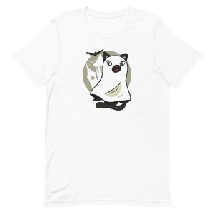 unisex-staple-t-shirt-white-front-6aa4684131952.jpg Cute Cat Ghost T-Shirt