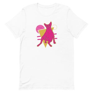 unisex-staple-t-shirt-white-front-6aa468a42d74d.jpg Neon Sphynx Cat T-Shirt