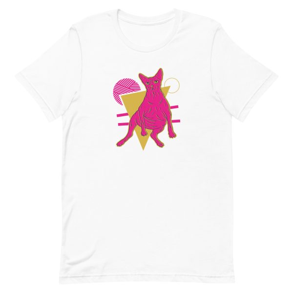 unisex-staple-t-shirt-white-front-6aa468a42d74d.jpg Neon Sphynx Cat T-Shirt