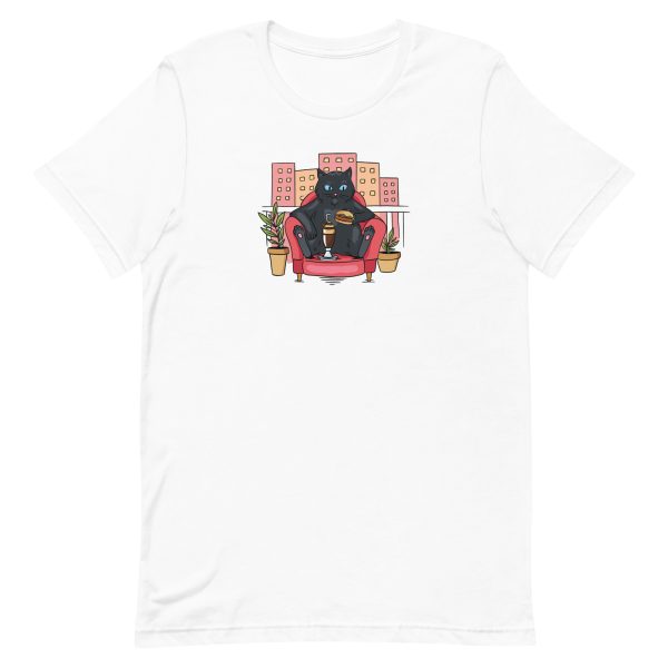 unisex-staple-t-shirt-white-front-6aa720680cf81.jpg Cat On Balcony T-Shirt