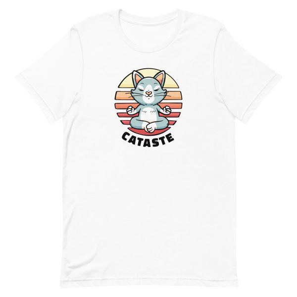 unisex-staple-t-shirt-white-front-6aa720be538e4.jpg Cat Namaste T-Shirt